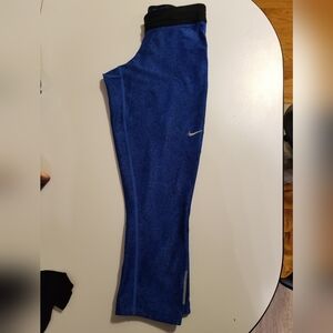 Nike Dri-FIT Blue Athletic Capri Leggings Reflective Stretch